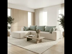 Sofá| Sofá de sala Luna 3 lugares - branco sálvia esquerda Branco sujo