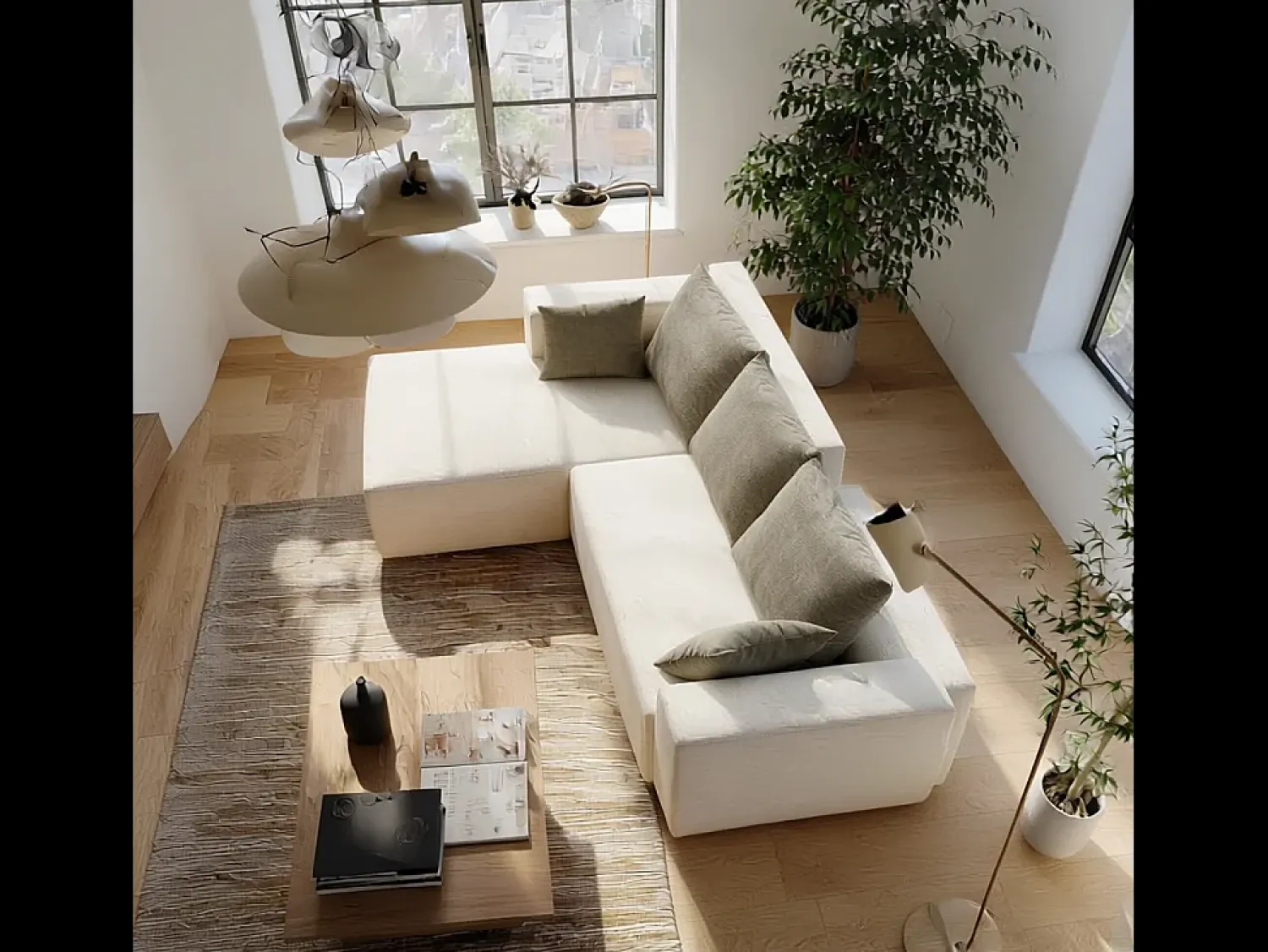 Sofá de sala Luna 3 lugares - branco areia esquerda Branco sujo