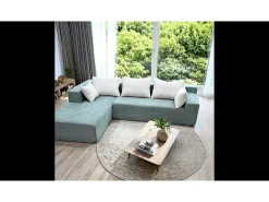 Sale Sofá de sala Luna 3 lugares - sálvia branco esquerda Verde claro