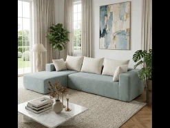 Sale Sofá de sala Luna 3 lugares - sálvia branco esquerda Verde claro