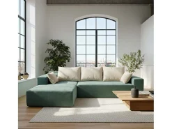 Sale Sofá de sala Luna 3 lugares - sálvia branco esquerda Verde claro