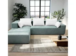 Sale Sofá de sala Luna 3 lugares - sálvia branco esquerda Verde claro