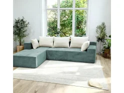 Sale Sofá de sala Luna 3 lugares - sálvia branco esquerda Verde claro