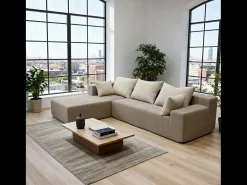 Sofá* Sofá de sala Luna 3 lugares - areia branco esquerda Bege