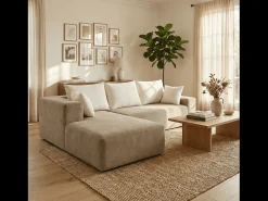 Sofá* Sofá de sala Luna 3 lugares - areia branco esquerda Bege