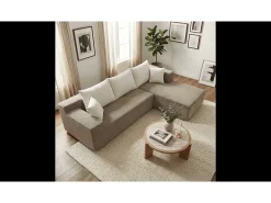Sofá| Sofá de sala Luna 3 lugares - areia branco direita Bege