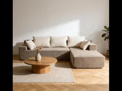 Sofá| Sofá de sala Luna 3 lugares - areia branco direita Bege