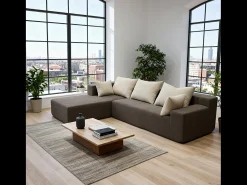 Sofá* Sofá de sala Luna 3 lugares - marrom areia esquerda Castanho