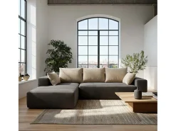 Sofá* Sofá de sala Luna 3 lugares - marrom areia esquerda Castanho