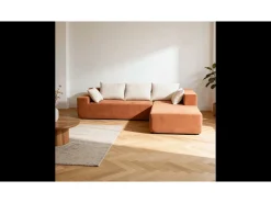 Sofá* Sofá de sala Luna 3 lugares - laranja branco direita Cor de laranja