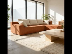 Sofá* Sofá de sala Luna 3 lugares - laranja branco direita Cor de laranja