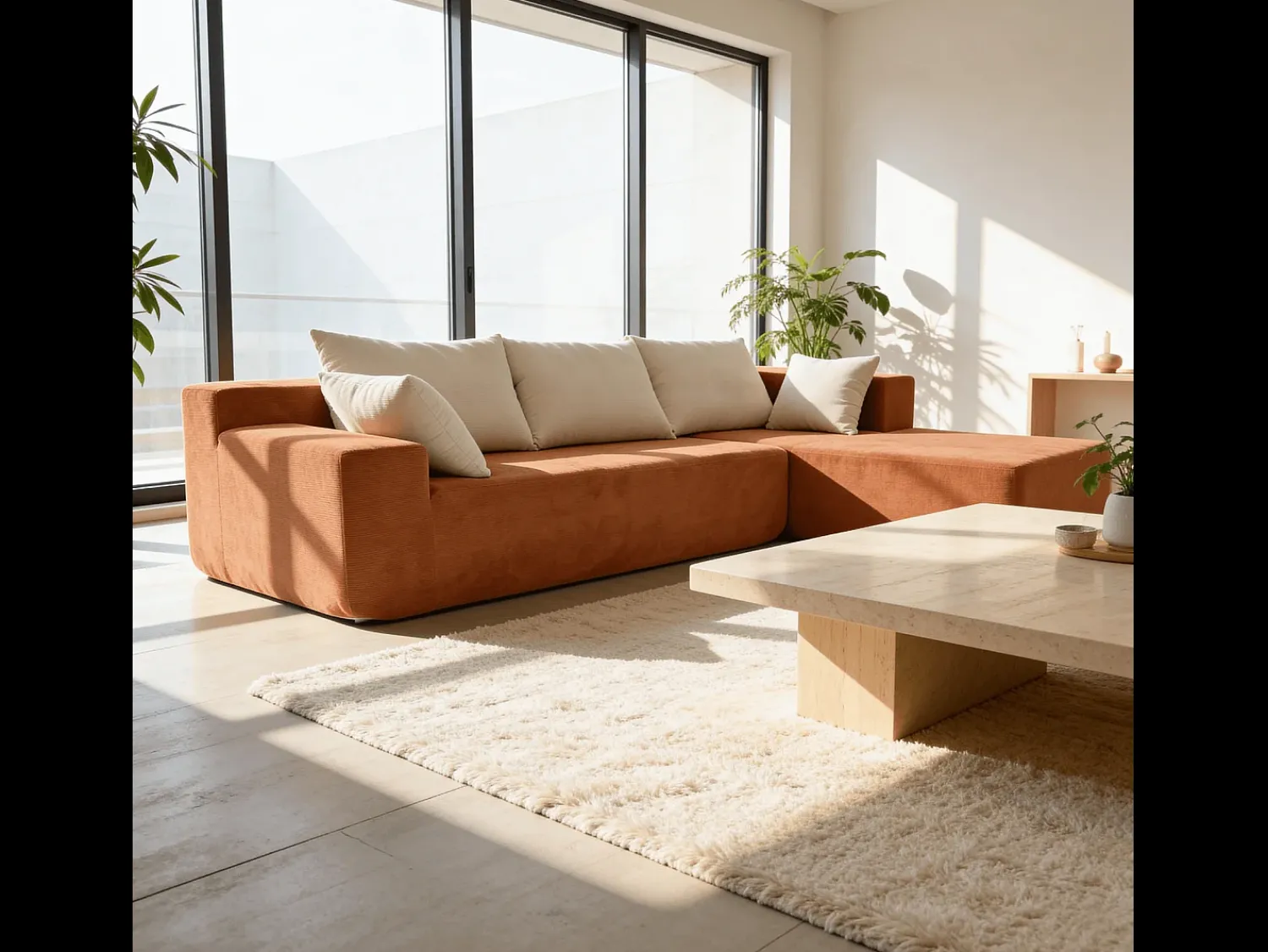 Sofá* Sofá de sala Luna 3 lugares - laranja branco direita Cor de laranja