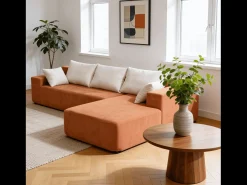 Sofá* Sofá de sala Luna 3 lugares - laranja branco direita Cor de laranja