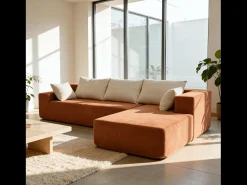 Sofá* Sofá de sala Luna 3 lugares - laranja branco direita Cor de laranja