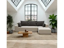 Sofá de sala Luna 3 lugares - areia marrom direita Bege