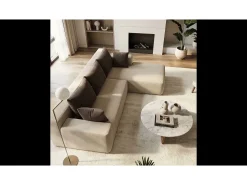 Sofá de sala Luna 3 lugares - areia marrom direita Bege