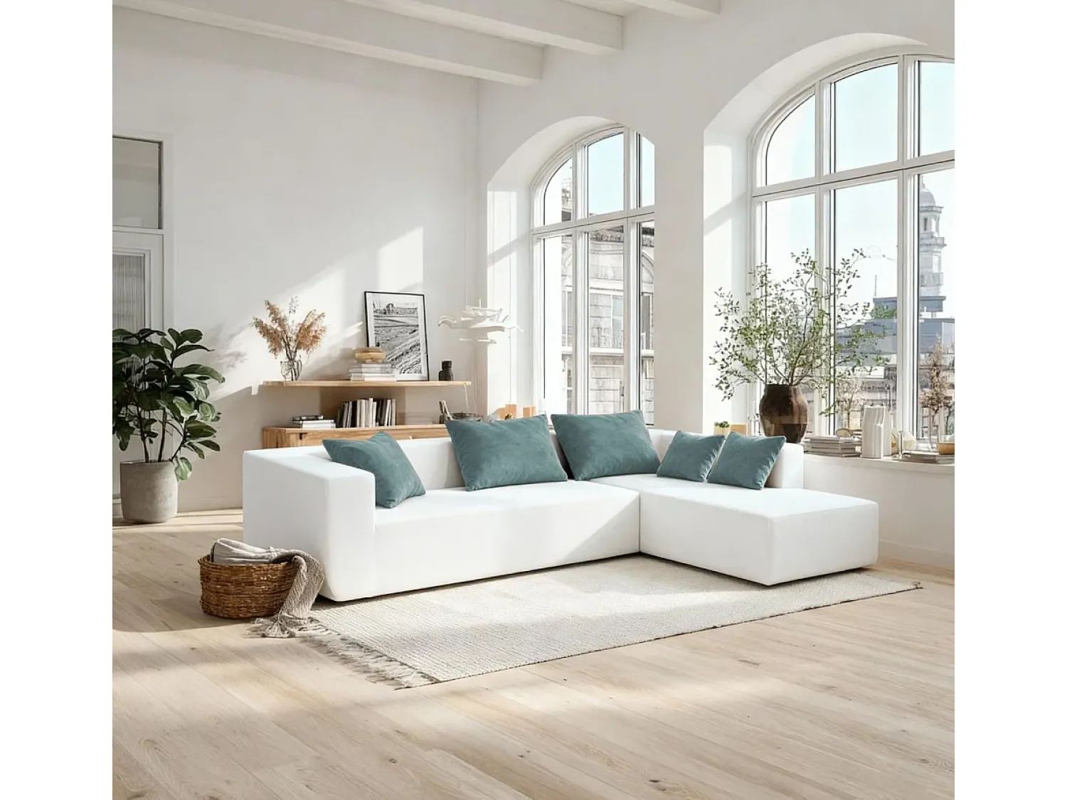 Discount Sofá de sala Luna Branco 3 lugares - sálvia direita Branco sujo