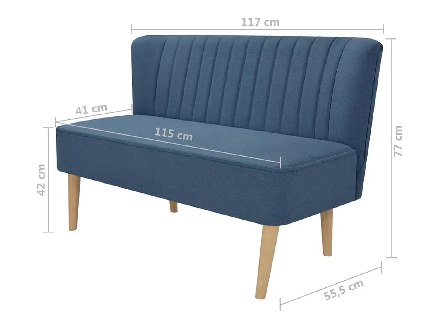 Sofá| Sofá de tecido 117x55,5x77 cm PT953863 Azul