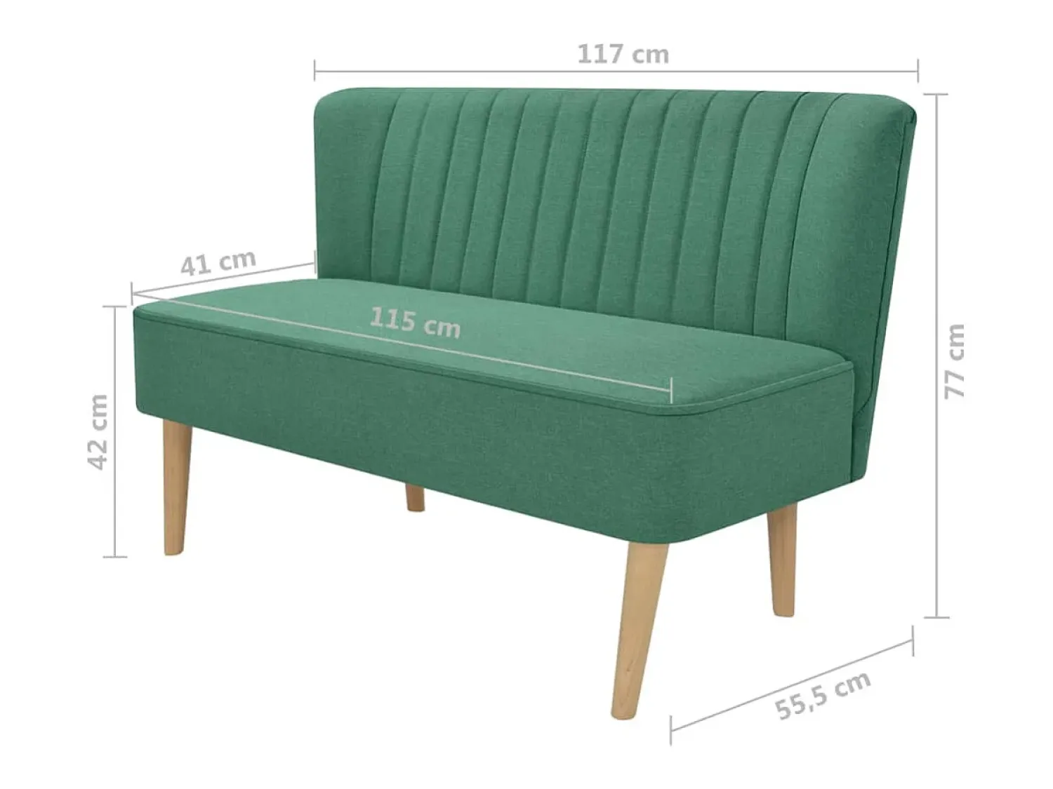 Sofá| Sofá de tecido 117x55,5x77 cm PT123245 Verde