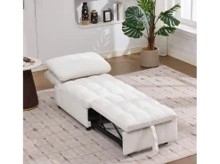 Sofá|ModernLuxe Sofá de um lugar - 68x95x76 cm - encosto ajustável - profundidade do assento ajustável - Branco