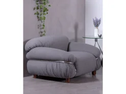 Nest Dream Sofá de um lugar estofado em tecido Sherpa - Olympia - Cinza^ Sofá