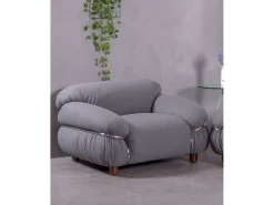 Nest Dream Sofá de um lugar estofado em tecido Sherpa - Olympia - Cinza^ Sofá