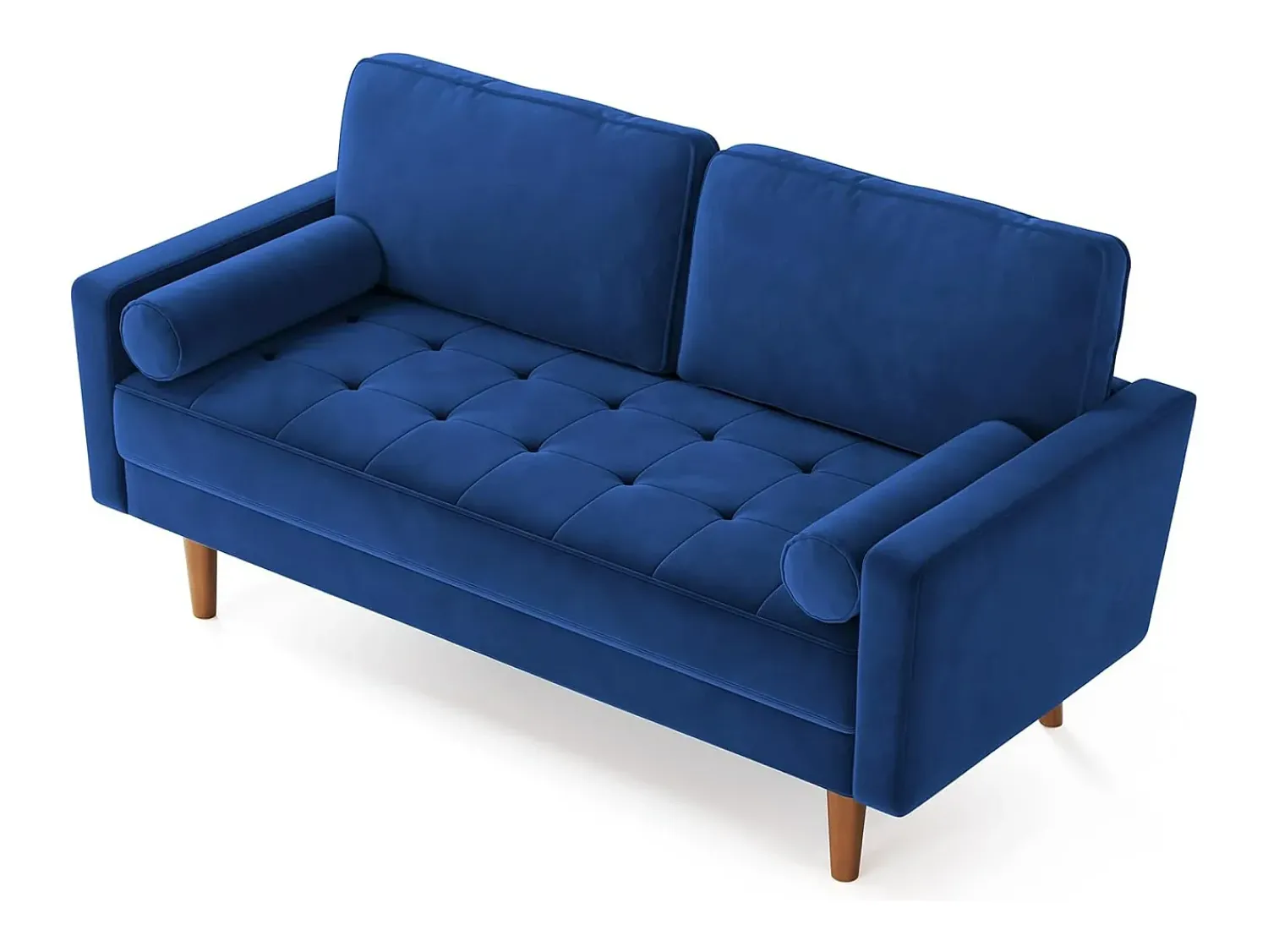 Sofá*DripeX Sofá de veludo moderno de 2 -sofá de veludo, braços acolchoados, madeira maciça, madeira macia, 143x77x86cm Azul