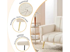 Discount Merax Sofá de veludo de 3 lugares - 3 em 1 - Encosto e braços ajustáveis - 184 x 79 x 71 cm Bege