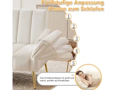 Discount Merax Sofá de veludo de 3 lugares - 3 em 1 - Encosto e braços ajustáveis - 184 x 79 x 71 cm Bege