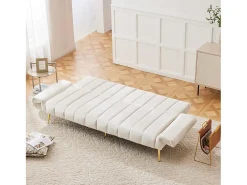 Discount Merax Sofá de veludo de 3 lugares - 3 em 1 - Encosto e braços ajustáveis - 184 x 79 x 71 cm Bege