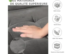 DripeX Sofá de veludo cinza de 2 - sofá de veludo cinza, mini sofá de quarto, com apoios de braços cônicos e pés, uma região lombar - 148,5x78x85cm^ Sofá