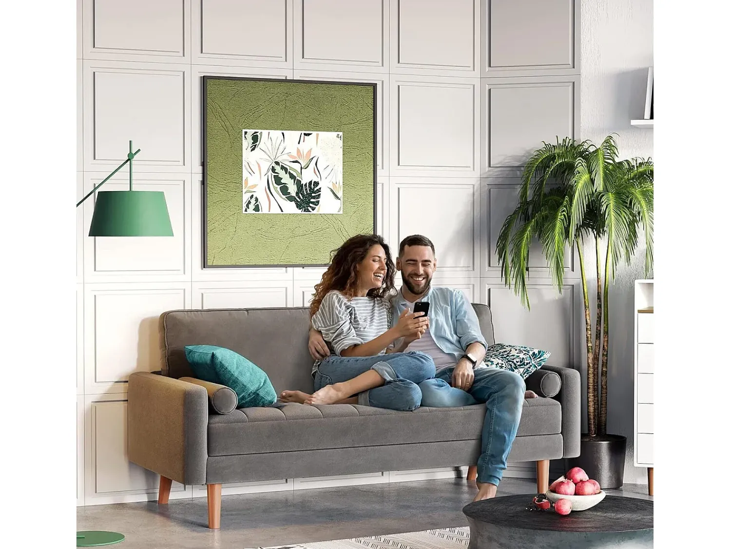 DripeX Sofá de veludo cinza de 2 - sofá de veludo cinza, mini sofá de quarto, com apoios de braços cônicos e pés, uma região lombar - 148,5x78x85cm^ Sofá