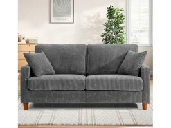 Sofá|DripeX Sofá de veludo cotelê de 2 lugares, Sofá estofado moderno reto grande com assentos extra profundos 56cm - 2 almofadas - 178x76x89cm - Cinzento