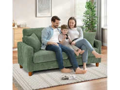 Clearance DripeX Sofá de veludo cotelê de 2 lugares, Sofá estofado moderno reto grande com assentos extra profundos 56cm - 2 almofadas - 178x76x89cm - Verde