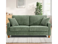 Clearance DripeX Sofá de veludo cotelê de 2 lugares, Sofá estofado moderno reto grande com assentos extra profundos 56cm - 2 almofadas - 178x76x89cm - Verde