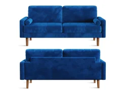 Sofá*DripeX Sofá de veludo direito e madeira maciça - 3 lugares - carga máxima 300kg - 176x78x85cm Azul