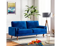 Sofá*DripeX Sofá de veludo direito e madeira maciça - 3 lugares - carga máxima 300kg - 176x78x85cm Azul
