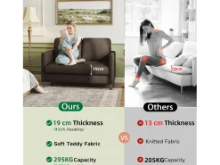 Sofá|DripeX Sofá de veludo marrom e confortável de 2 - Sofá de veludo marrom, com assento profundo de 55cm e apoios de braços - 128x78x89cm Castanho