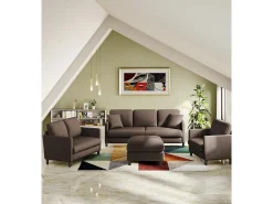 Sofá|DripeX Sofá de veludo marrom e confortável de 2 - Sofá de veludo marrom, com assento profundo de 55cm e apoios de braços - 128x78x89cm Castanho