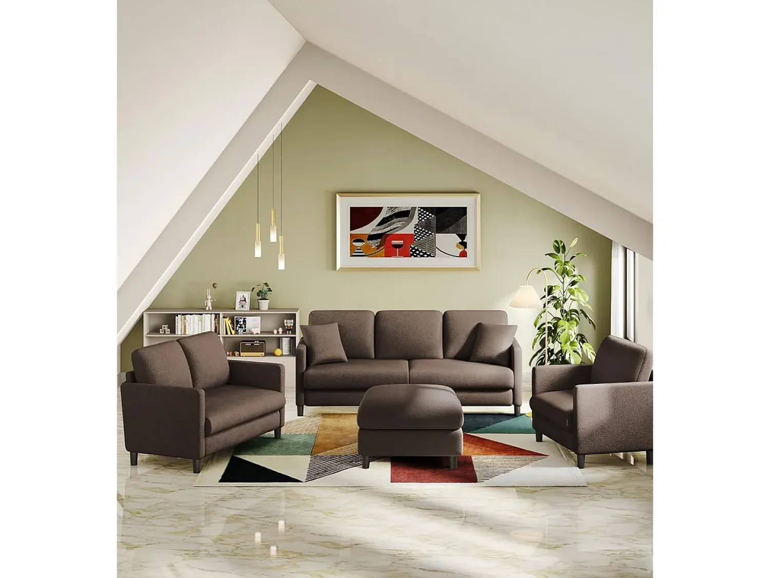Sofá|DripeX Sofá de veludo marrom e confortável de 2 - Sofá de veludo marrom, com assento profundo de 55cm e apoios de braços - 128x78x89cm Castanho