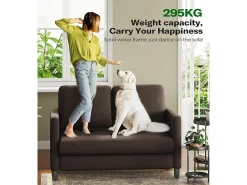 Sofá|DripeX Sofá de veludo marrom e confortável de 2 - Sofá de veludo marrom, com assento profundo de 55cm e apoios de braços - 128x78x89cm Castanho