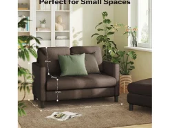 Sofá|DripeX Sofá de veludo marrom e confortável de 2 - Sofá de veludo marrom, com assento profundo de 55cm e apoios de braços - 128x78x89cm Castanho
