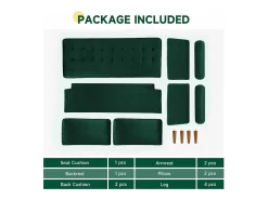 Sofá|DripeX Sofá de veludo moderno de 2 -setores, apoios de braços acolchoados, madeira maciça, madeira macia, 143x77x86cm Verde