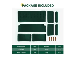 Sofá|DripeX Sofá de veludo moderno de 2 -setores, apoios de braços acolchoados, madeira maciça, madeira macia, 143x77x86cm Verde
