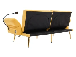 Hauss Spole Sofá descapotável de 2 lugares com 2 portas USB, suporte para telemóvel e bolsos laterais 173x78x78cm Amarelo