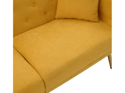Hauss Spole Sofá descapotável de 2 lugares com 2 portas USB, suporte para telemóvel e bolsos laterais 173x78x78cm Amarelo