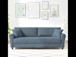 Sofá*Concept-Usine Sofá Direito 4 Lugares Claro Lucerne - Design Contemporâneo e Conforto Excepcional Azul