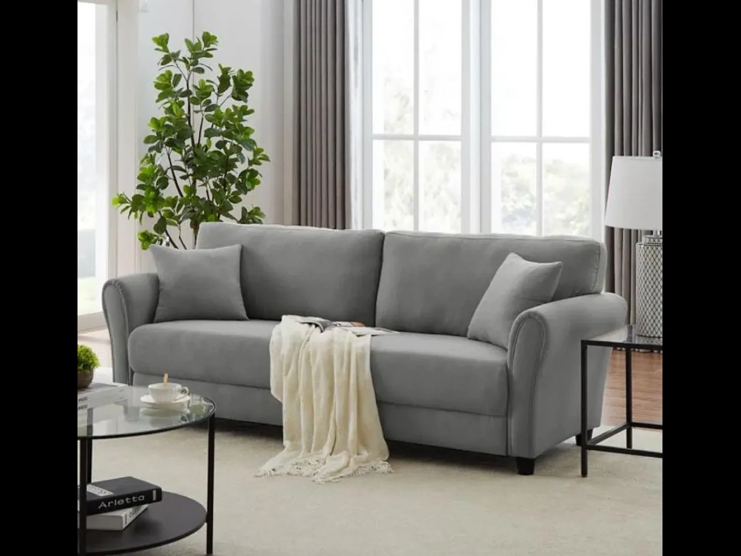 Sofá|Concept-Usine Sofá Direito 4 Lugares Cinza Claro Lucerna - Estilo Contemporâneo e Conforto Excepcional Cinzento claro