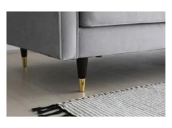 Sofá|Concept-Usine Sofá direito de design vintage de 3 lugares em veludo cinza claro NALHA - Estilo Escandinavo Cinzento claro