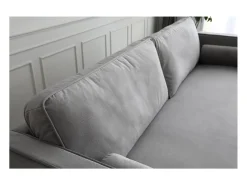 Sofá|Concept-Usine Sofá direito de design vintage de 3 lugares em veludo cinza claro NALHA - Estilo Escandinavo Cinzento claro